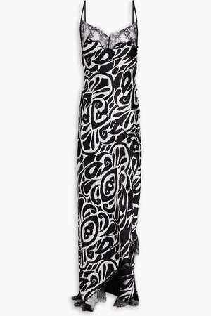 Nicholas Lace-trimmed printed satin maxi dress - - US 2