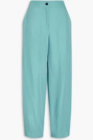 Emporio Armani Cupro-blend twill straight-leg pants - Blue - IT 40