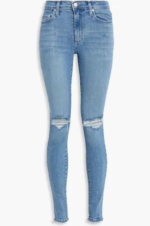 NOBODY DENIM Cult distressed high-rise skinny jeans - Blue - 25