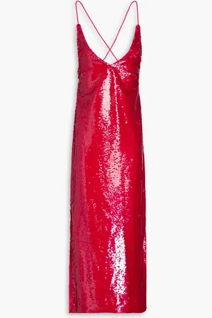 Ganni Sequined satin dress - Red - DE 36
