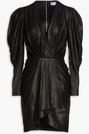 IRO Sumai wrap-effect pleated leather mini dress - - FR 38