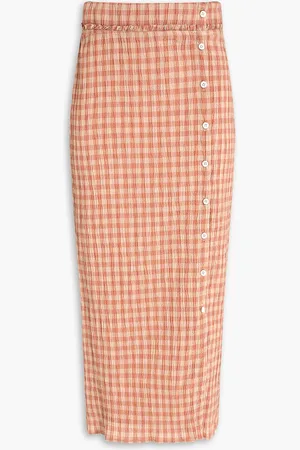 Altuzarra Gingham cloqué midi skirt - Orange - FR 36