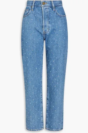 Frame Crystal-embellished cropped straight-leg jeans - Blue - 29