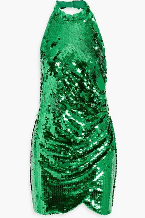 RONNY KOBO Jo wrap-effect sequined stretch-tulle halterneck mini dress - - M