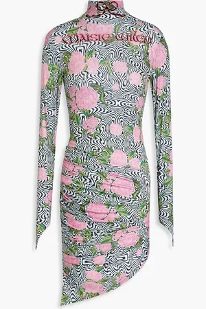 Maisie Wilen Ruched printed stretch-jersey mini dress - Pink - XS