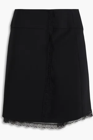Alberta Ferretti Lace-trimmed crepe mini wrap skirt - - IT 42