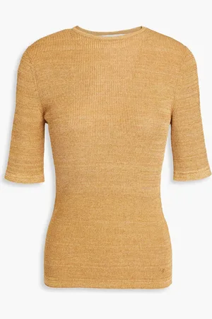 Tory Burch Mélange cotton-blend top - Neutral - L
