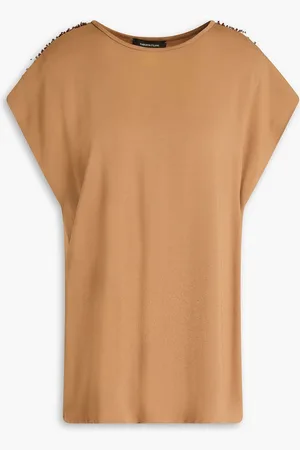 Fabiana Filippi Sablé bead-embellished stretch-crepe top - Brown - IT 42