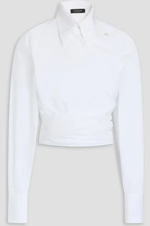 Fabiana Filippi Cotton-poplin wrap top - - IT 38