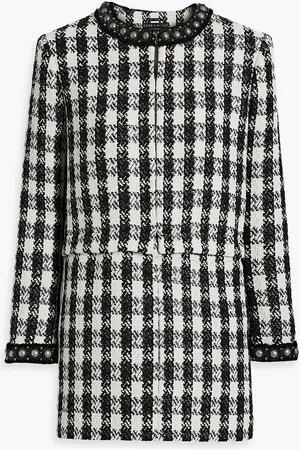 ALICE+OLIVIA Alice Olivia - Deon convertible embellished checked tweed jacket - - L