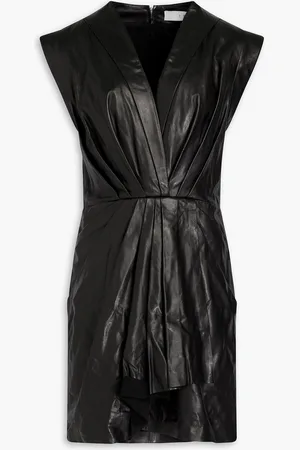 IRO Wrap-effect pleated leather mini dress - - FR 36