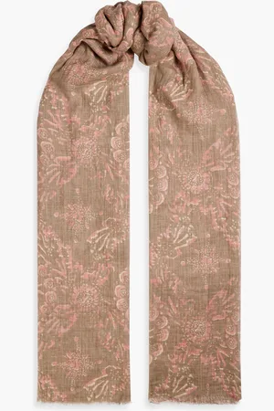 Brunello Cucinelli Frayed printed linen-gauze scarf - Neutral - OneSize