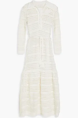 ZIMMERMANN Belted crocheted cotton midi dress - White - 0