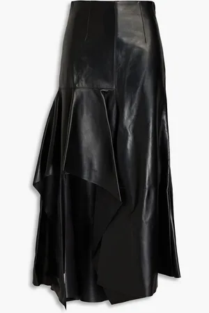 Alexander McQueen Asymmetric leather skirt - - IT 40