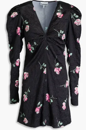 Ganni Ruched floral-print satin mini dress - - DE 44
