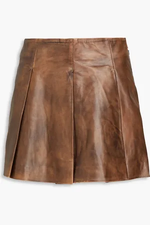 REMAIN Birger Christensen Pleated leather mini skirt - - DE 38