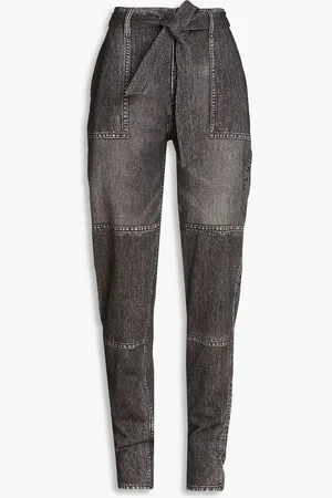 RAG&BONE Mia denim effect-print French cotton-terry tapered pants - Gray - XS