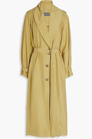 Alberta Ferretti Belted pleated silk coat - Green - IT 42