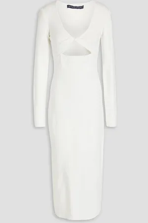 Zeynep Arcay Twisted cutout stretch-knit midi dress - White - US 6