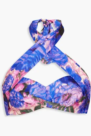 ZIMMERMANN Floral-print silk halterneck bra top - Blue - 3