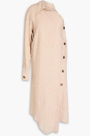 Acne Studios One-sleeve striped crepe midi shirt dress - Neutral - DE 38