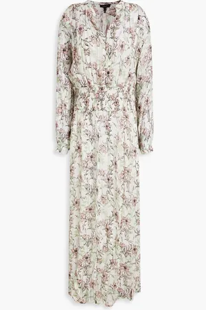RAG&BONE Calista shirred metallic floral-print chiffon maxi dress - - XS