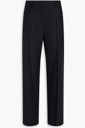 DRIES VAN NOTEN Pinstriped wool-flannel straight-leg pants - Gray - FR 36