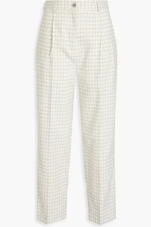 Acne Studios Cropped checked cotton-blend tapered pants - Green - DE 38