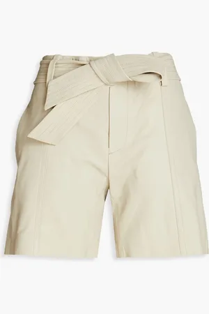 Vince Pebbled-leather shorts - Green - US 2