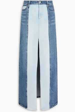 ALICE+OLIVIA Alice Olivia - Georgia two-tone denim maxi skirt - Blue - 29
