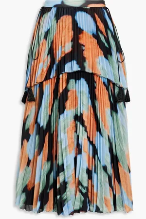 Altuzarra Printed plissé-crepe midi skirt - - FR 34
