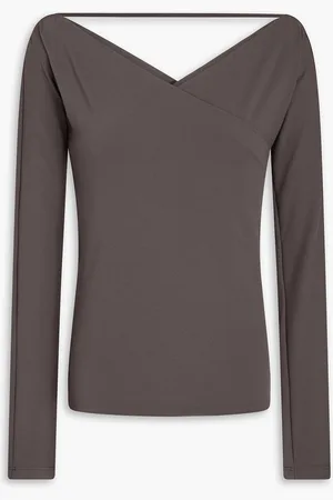 Fabiana Filippi Wrap-effect stretch-jersey top - Gray - IT 44