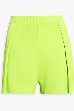 LAPOINTE Pleated ribbed-knit shorts - Green - XS
