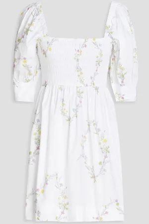 Ganni Shirred floral-print cotton-poplin mini dress - - DE 40