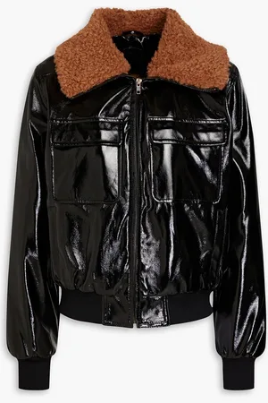 Mother Faux patent-leather bomber jacket - - XS