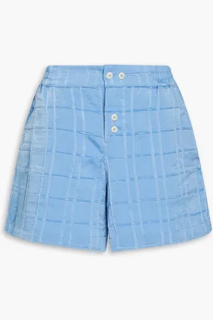 Jacquemus Calecon checked washed-satin shorts - Blue - IT 48