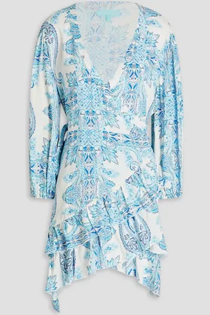 Melissa Odabash Ruffled printed voile mini wrap dress - - S