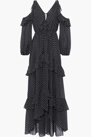 Dundas Cold-shoulder ruffled polka-dot silk-chiffon maxi dress - - IT 36