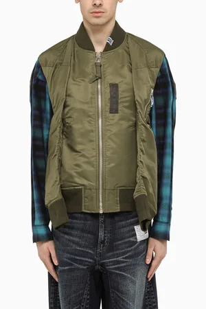 Maison Mihara Yasuhiro Hollowed-Out khaki bomber jacket