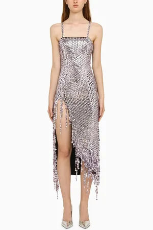 The Attico Lavender asymmetric dress with rhinestones