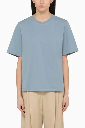 By Malene Birger Large round-neck blue T-shirt in organic cotton