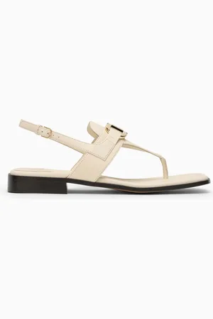Salvatore Ferragamo Ivory Gancini ornament thong sandal
