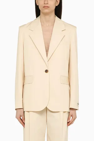 Maison Kitsuné Single-breasted cream cotton jacket