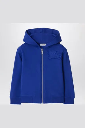 Burberry Electric blue cotton hooded sweatshirt with EKD logo