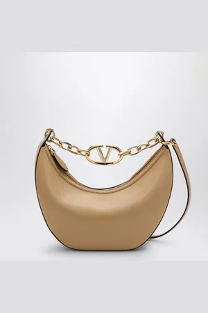 VALENTINO GARAVANI Vlogo Moon cappuccino-coloured small hobo bag