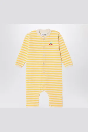 Bobo Choses Ivory/ striped terry towelling sleepsuit