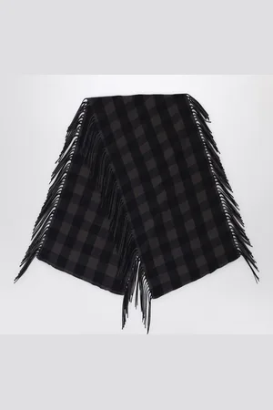 DESTIN Brown check wool and cashmere shawl