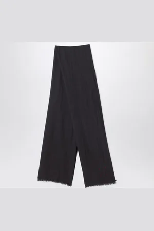 DESTIN Black/beige check wool scarf