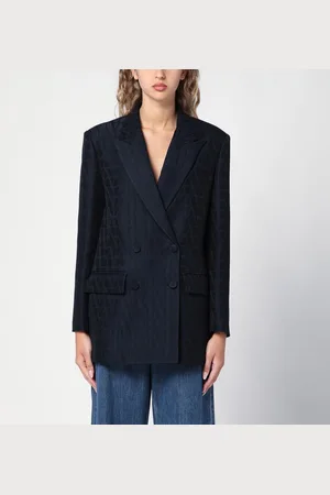 VALENTINO Navy double-breasted jacket Toile Iconographe