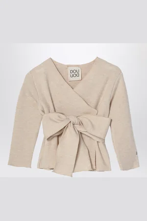 DOUUOD Crossover cardigan with bow